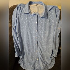 LuLaRoe Blue and White Polka Dot Top